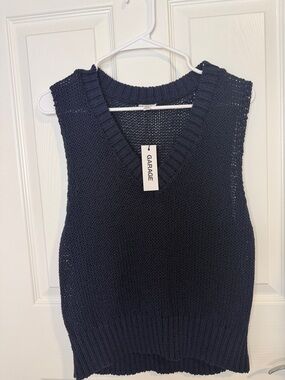 Garage Navy Knit Sweater Vest NWT | Preppy Layering Basic | Pinterest Style